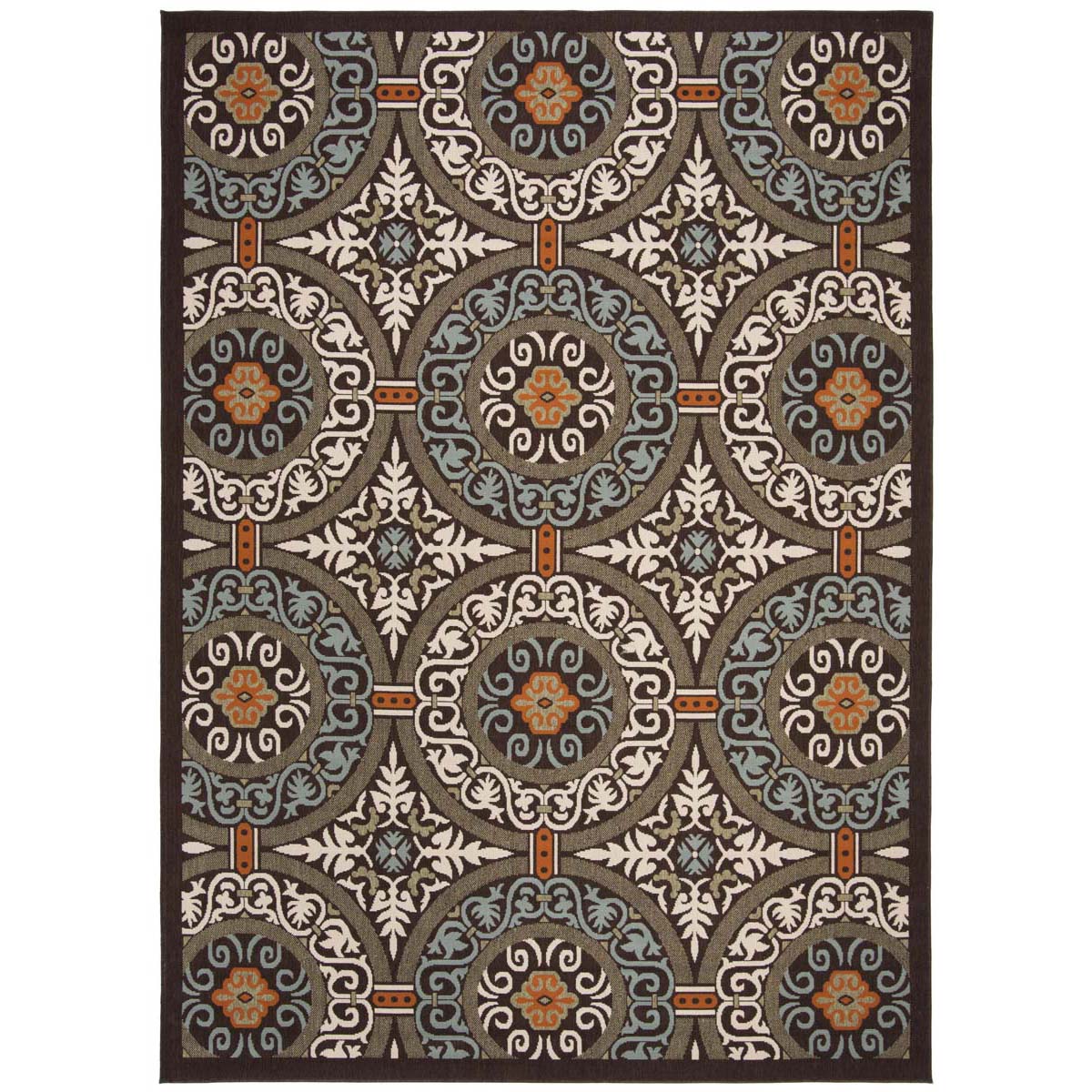 Safavieh Veranda 055 Rug, VER055 - Chocolate / Aqua