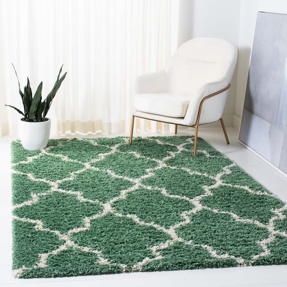 Safavieh Venus Shag 524 Rug, VNS524 - Green / Ivory