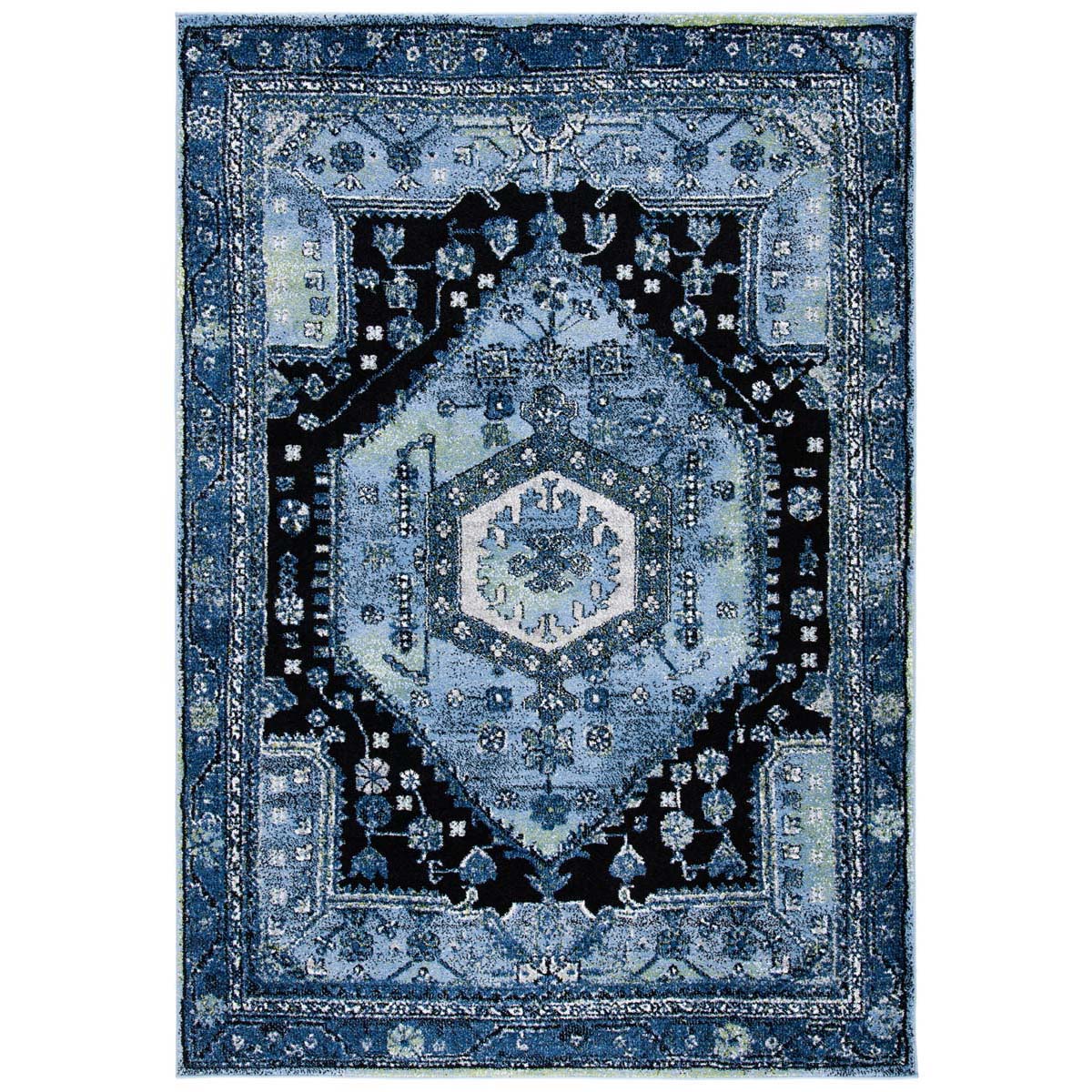 Safavieh Vintage Hamadan 204 Rug, VTH204 - LIGHT BLUE / BLACK