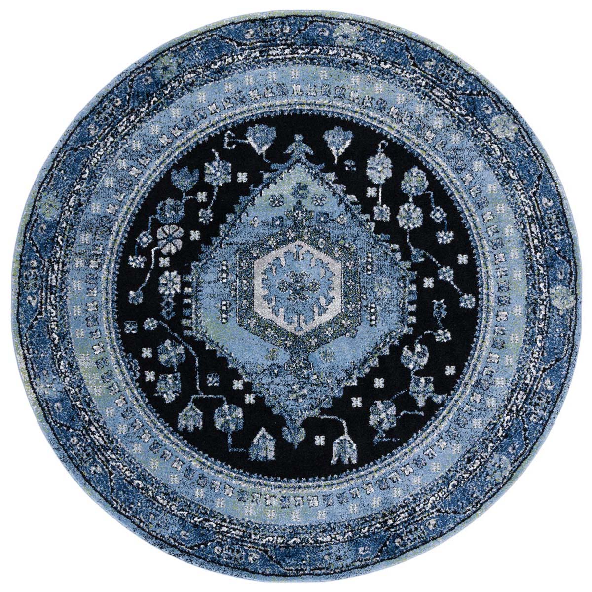 Safavieh Vintage Hamadan 204 Rug, VTH204 - LIGHT BLUE / BLACK