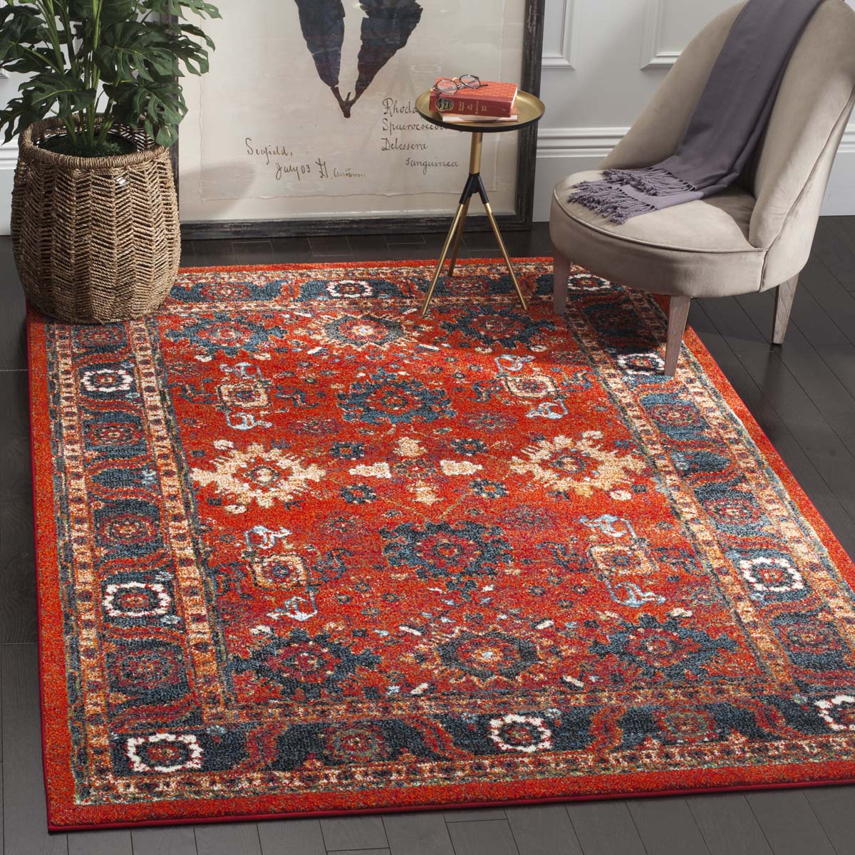 Safavieh Vintage Hamadan 214 Rug, VTH214 - ORANGE / BLUE