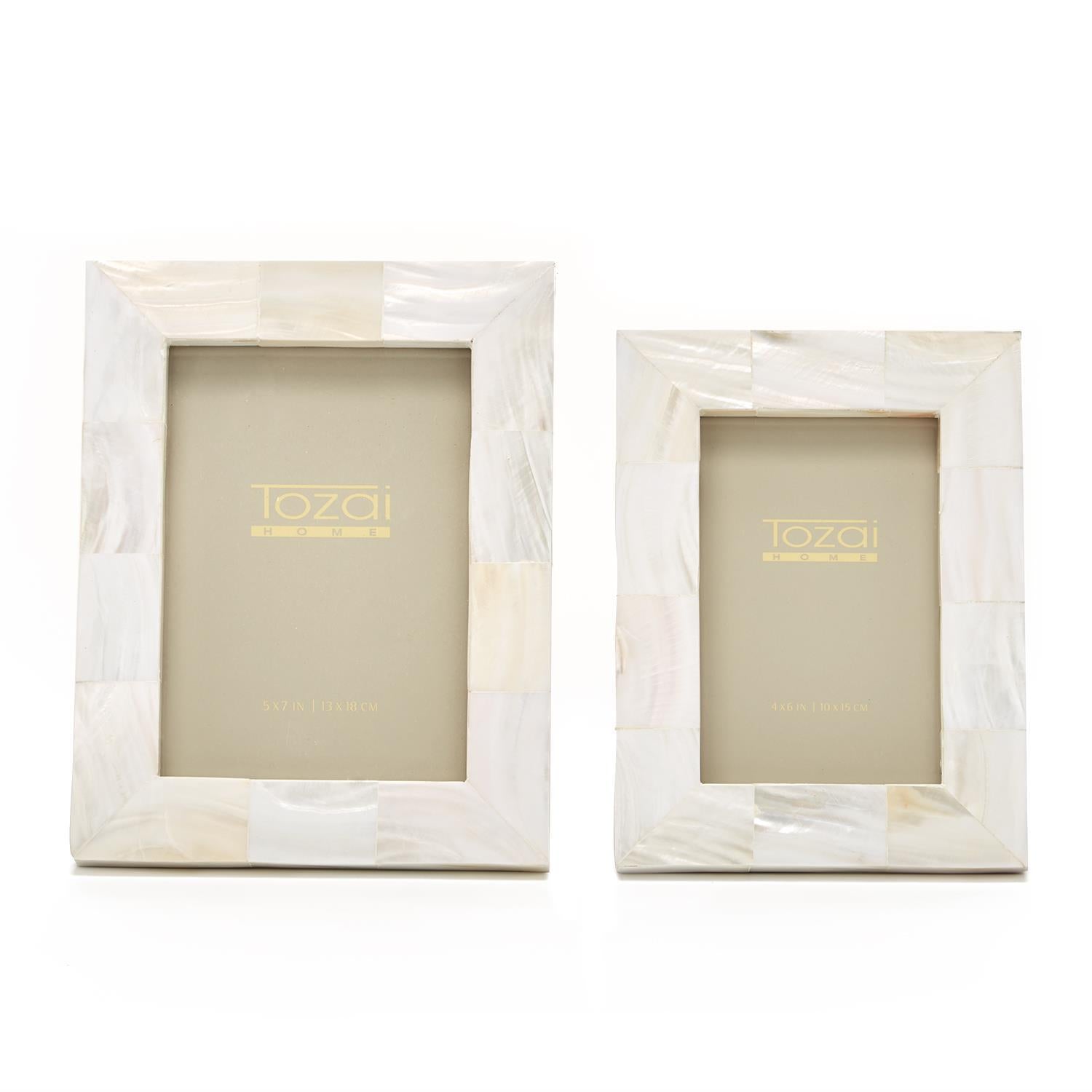 Two's Company Pearly White Photo Frames in Gift Box (includes 2 Sizes: 4 x 6 and 5 x 7)