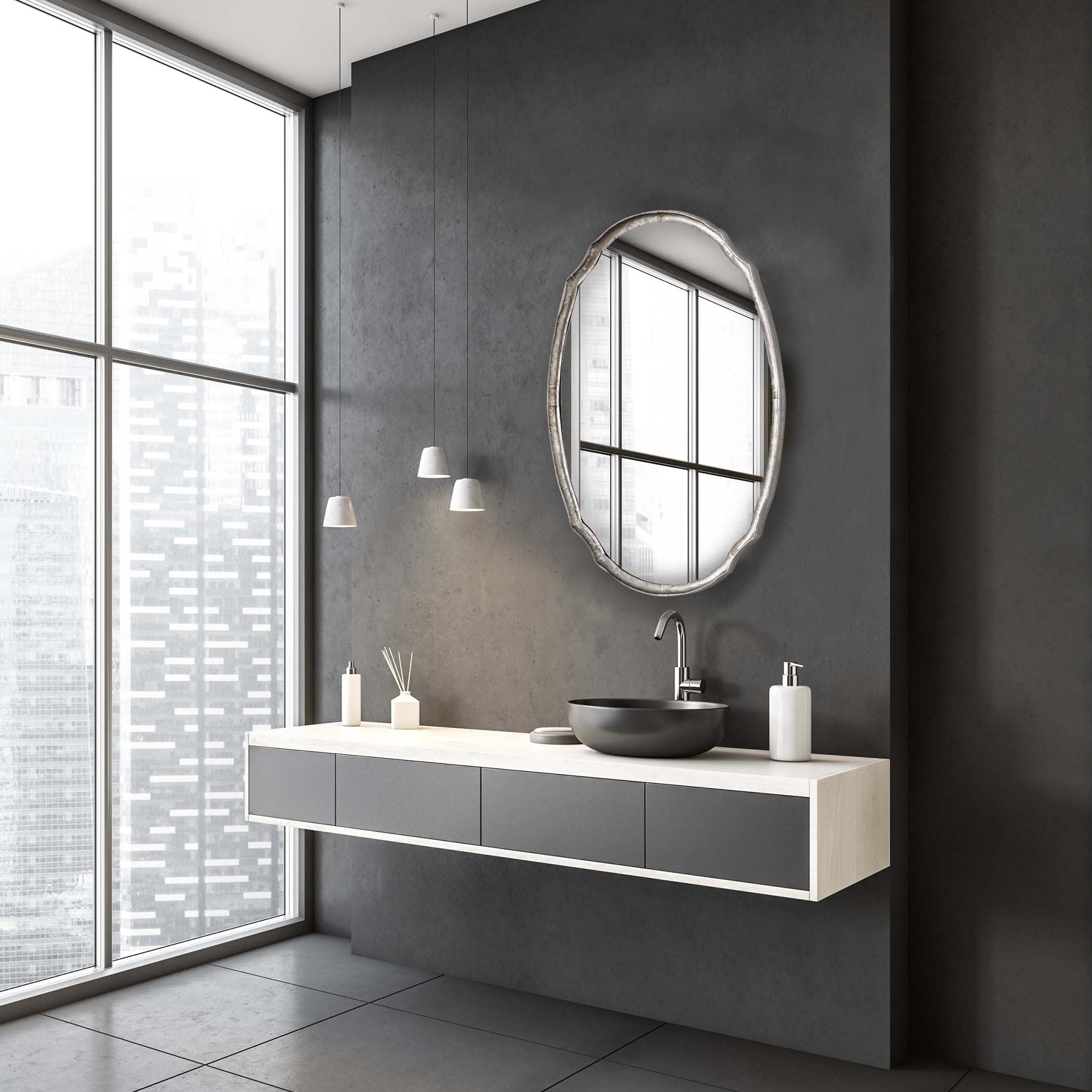 Decor Market Mirror - Silver Hammered Finish