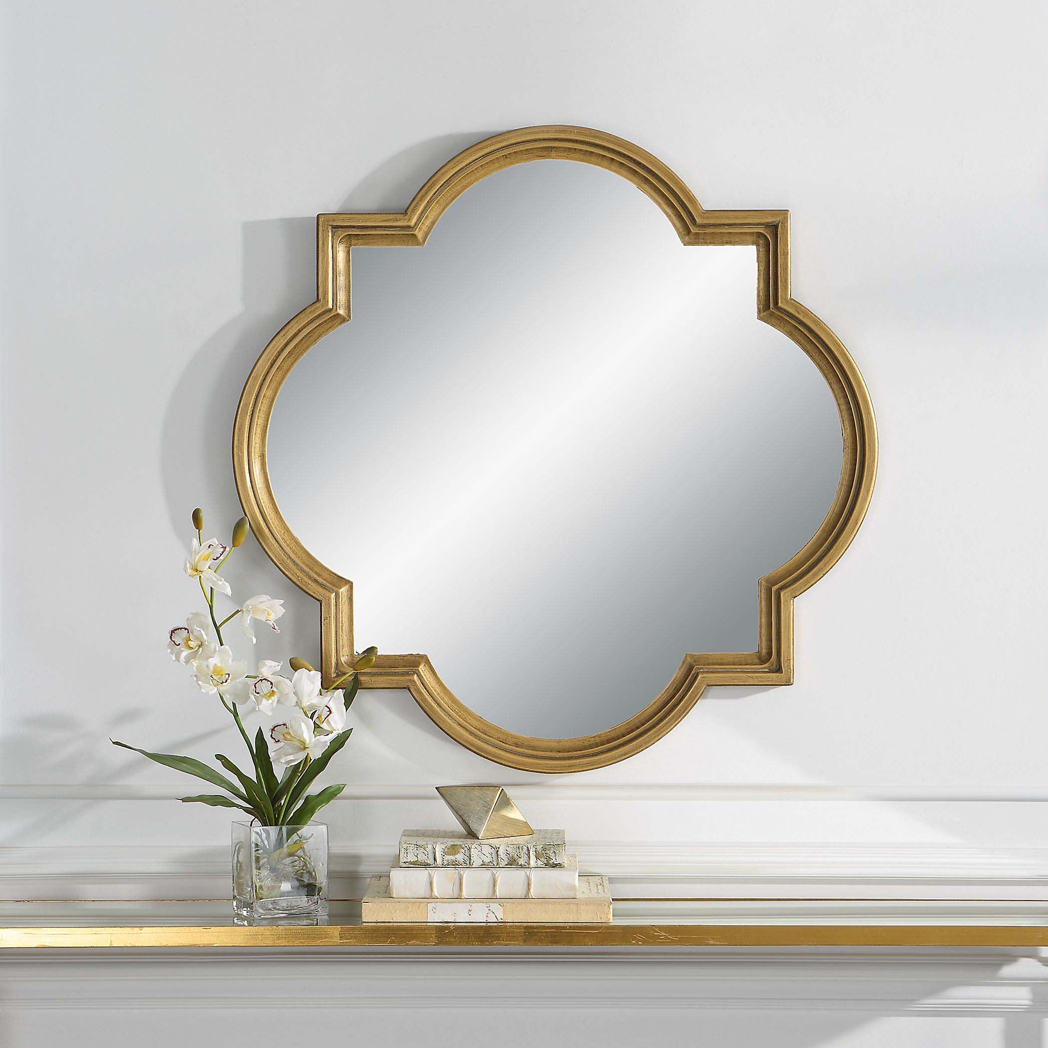 Decor Market Mirror - Gold With Gray Glaze