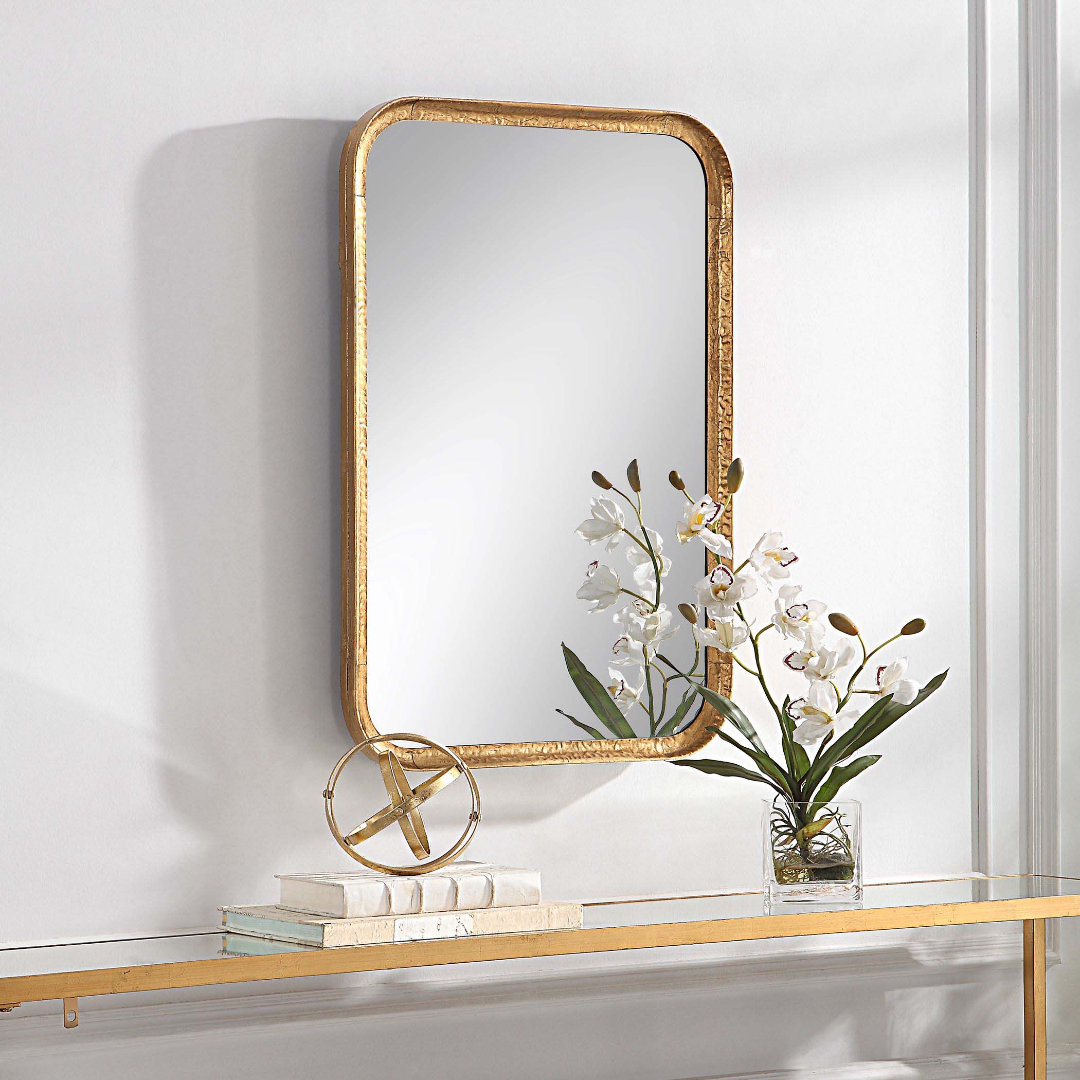Decor Market Mirror - Lightly Antiqued Gold Leaf With Glaze