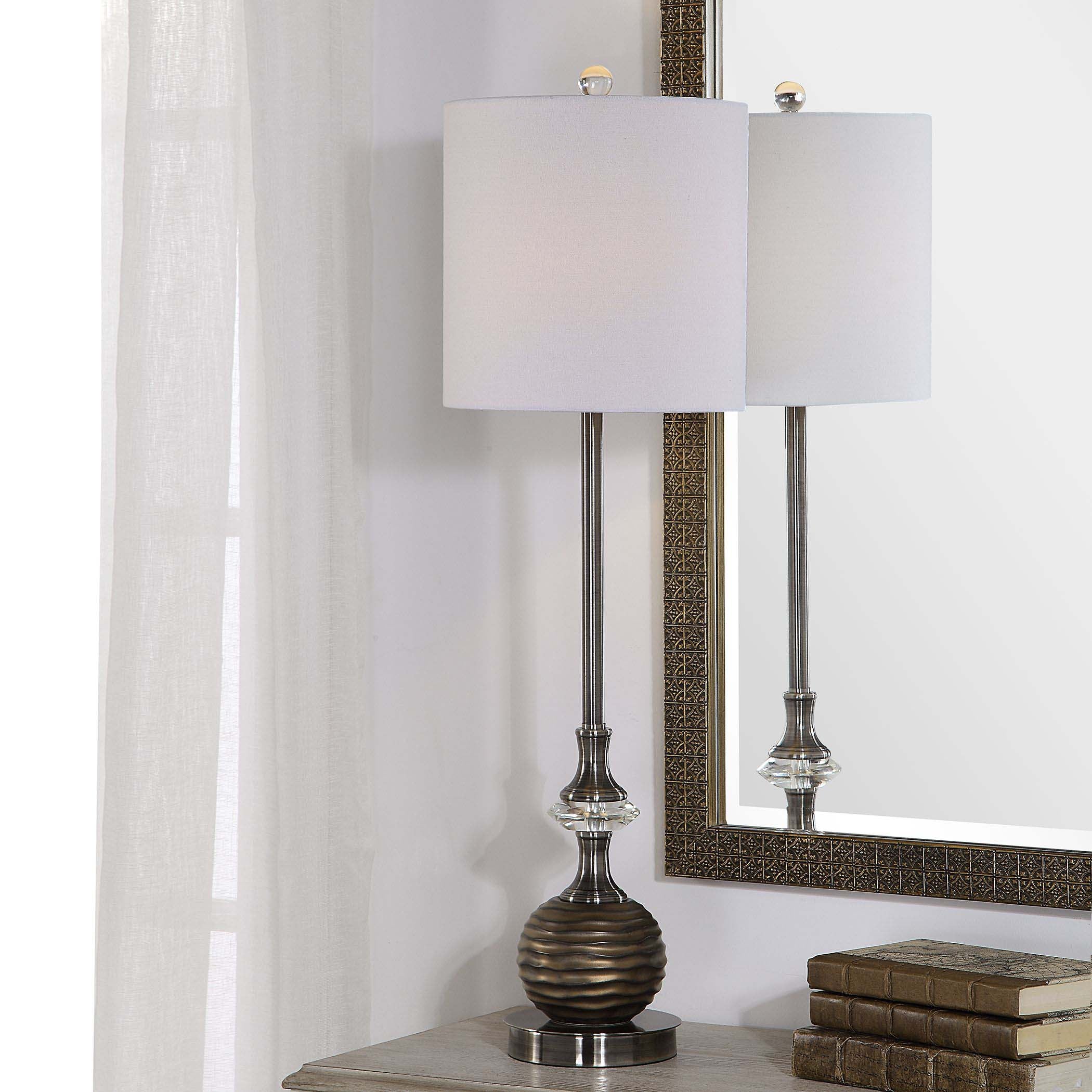 Decor Market Table Lamp Brushed Nickel And Crystal Accents