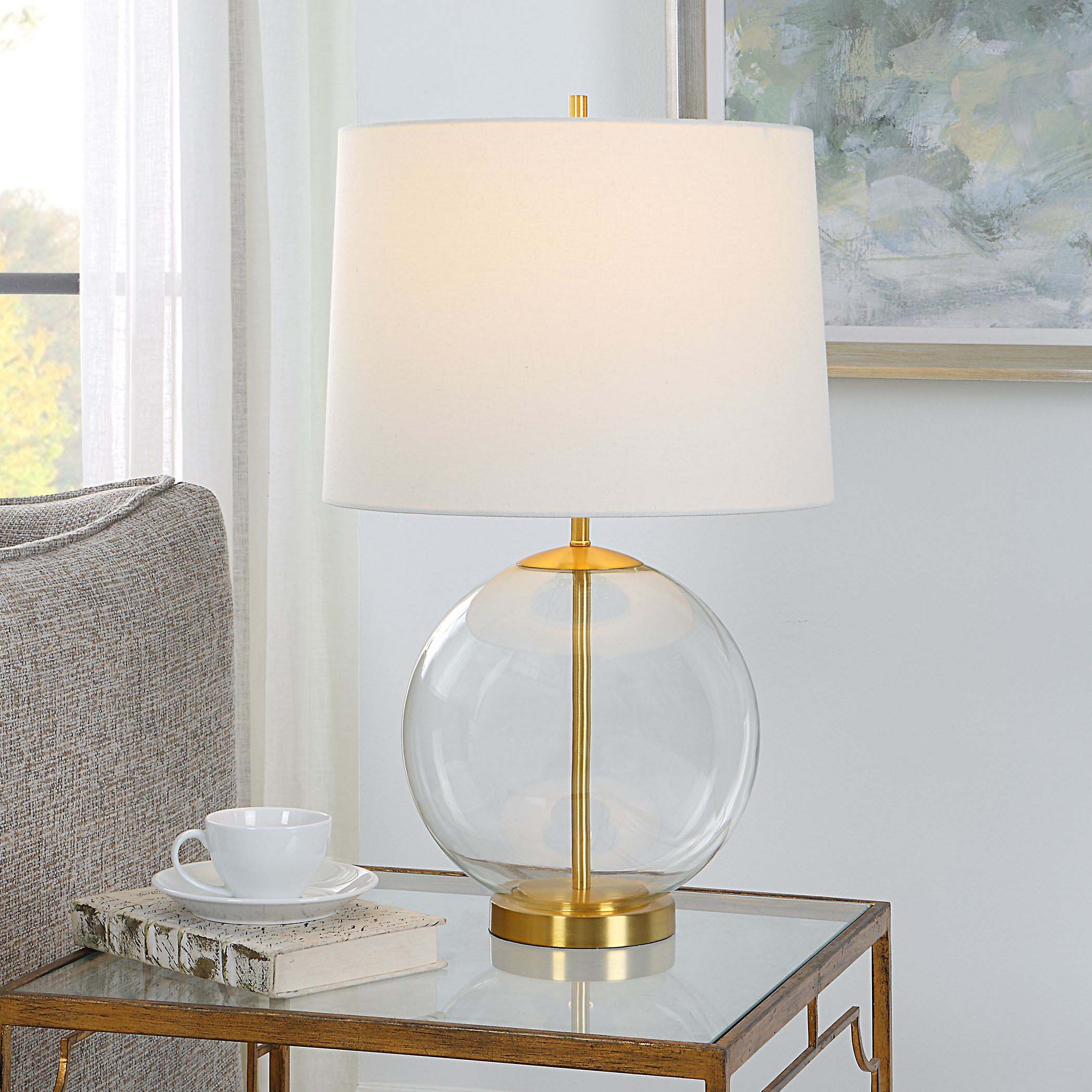 Decor Market Table Lamp Clear Glass Body With Gold Accents