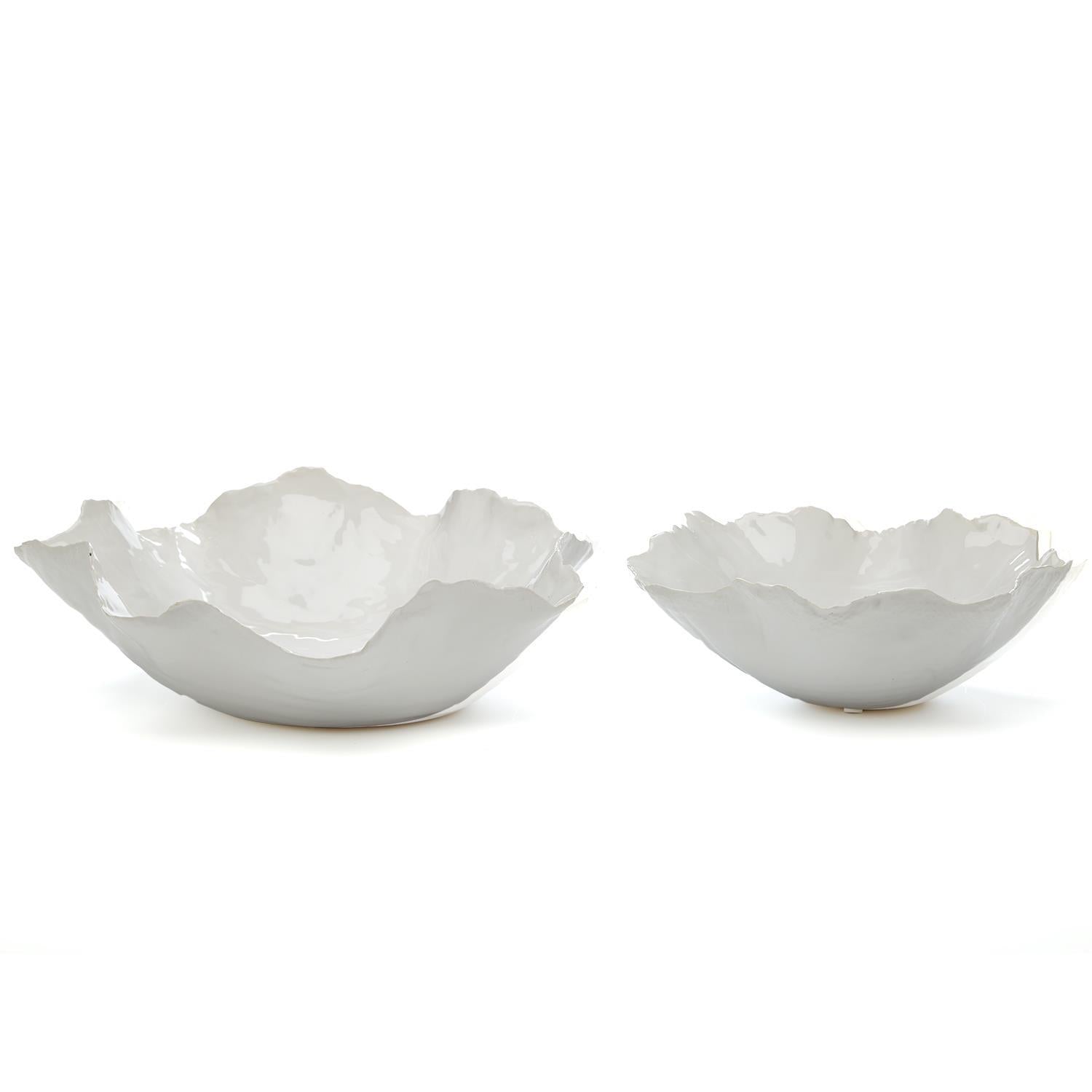 Two's Company White Free Form Bowls - Ceramic (set of 2)