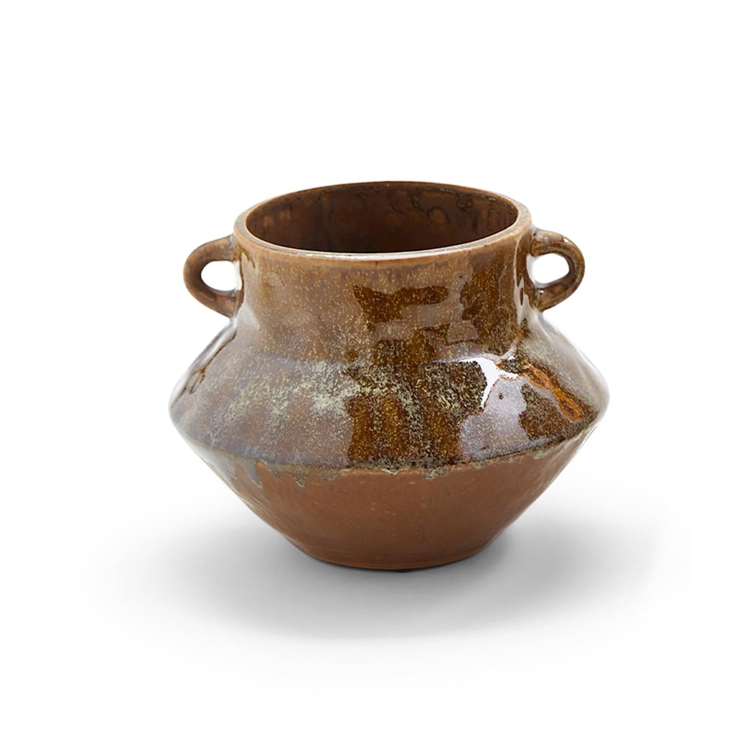 7 1/2" Tarquinia Green/Gray Vase with Handles - Stoneware 
 
