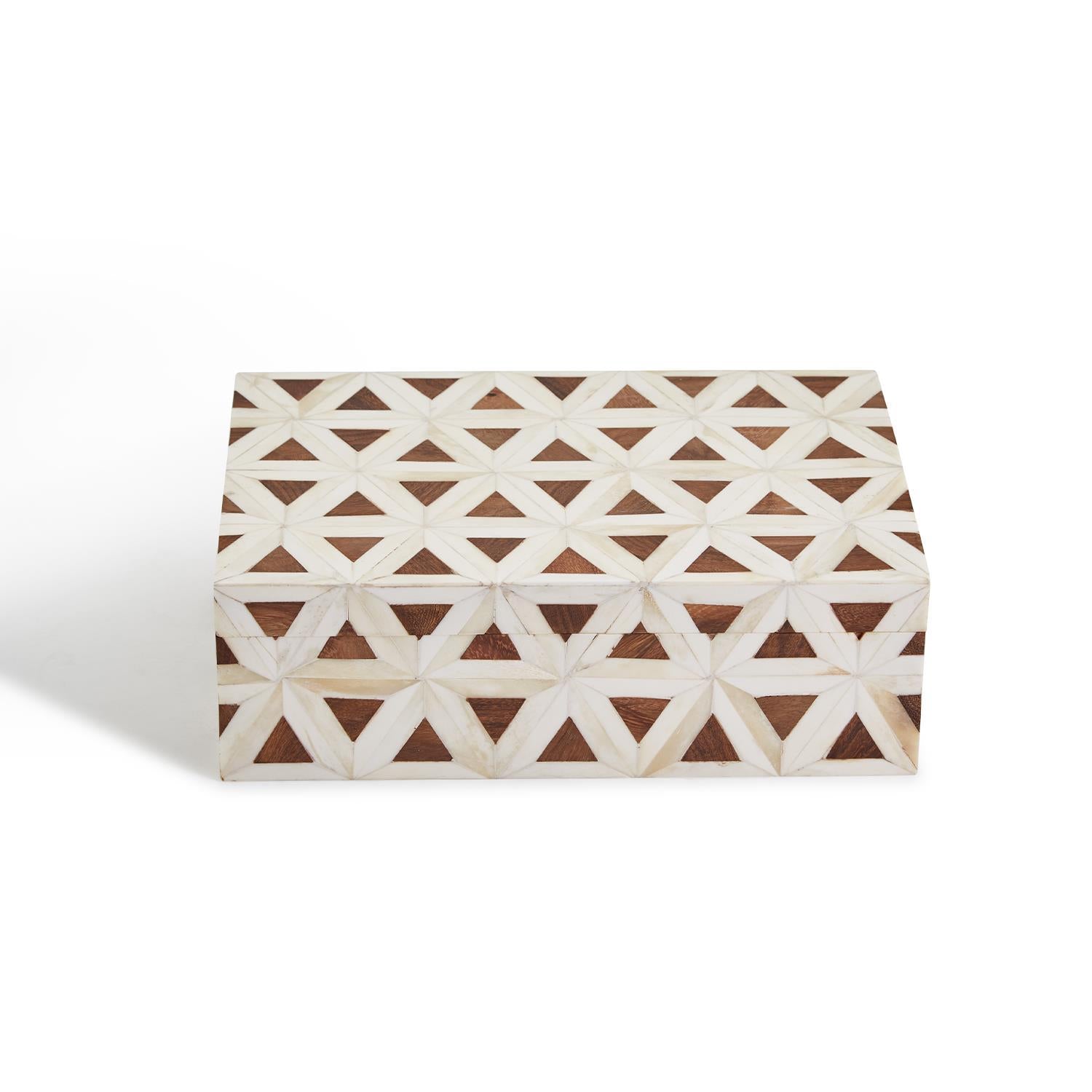 Two's Company Triangle Patterned Bone Covered Box