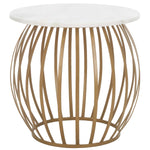 Safavieh Explorer Round Accent Table, White Marble / Gold