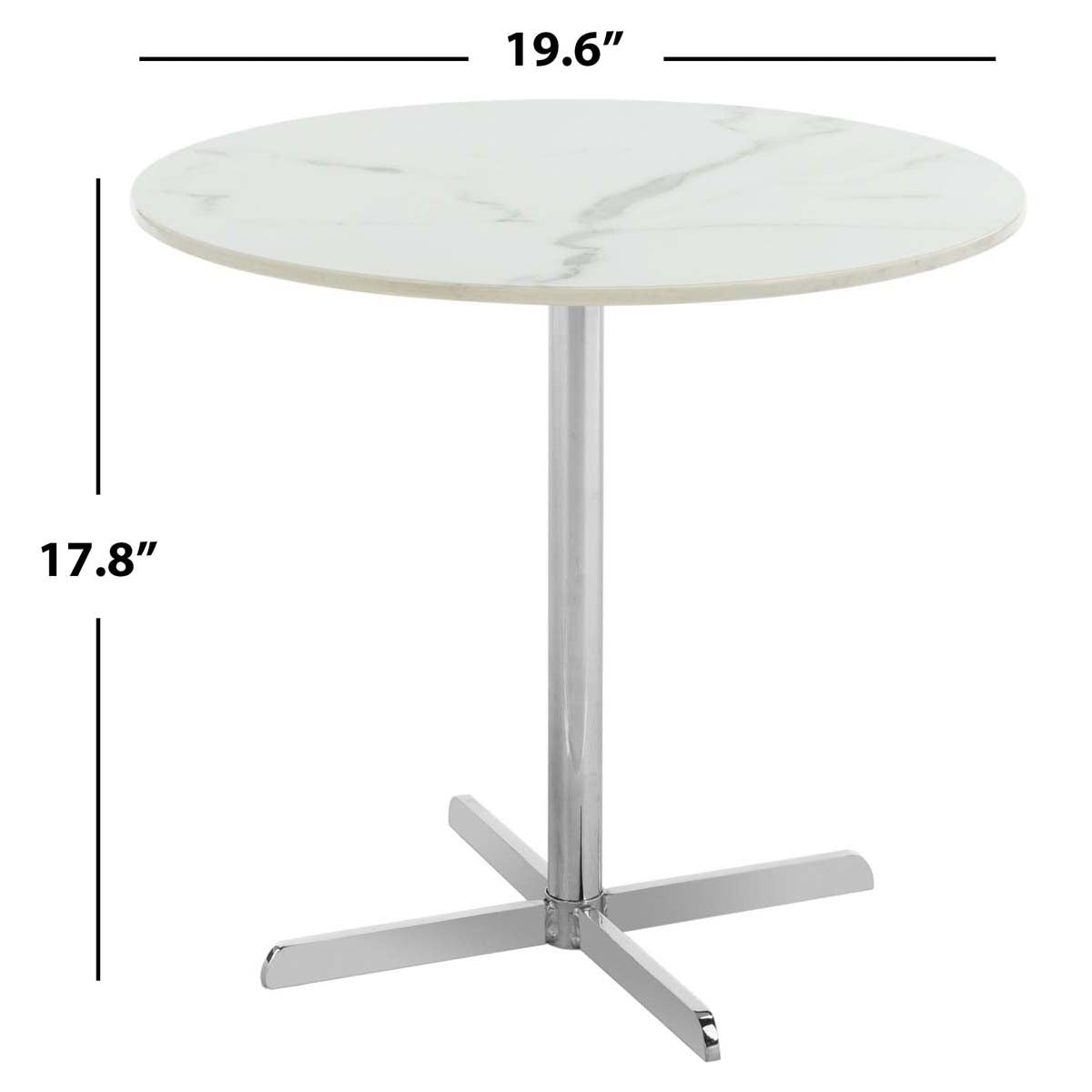 Safavieh Winnie Round Side Table , ACC6200 - White Marble Veneer/Chrome Leg