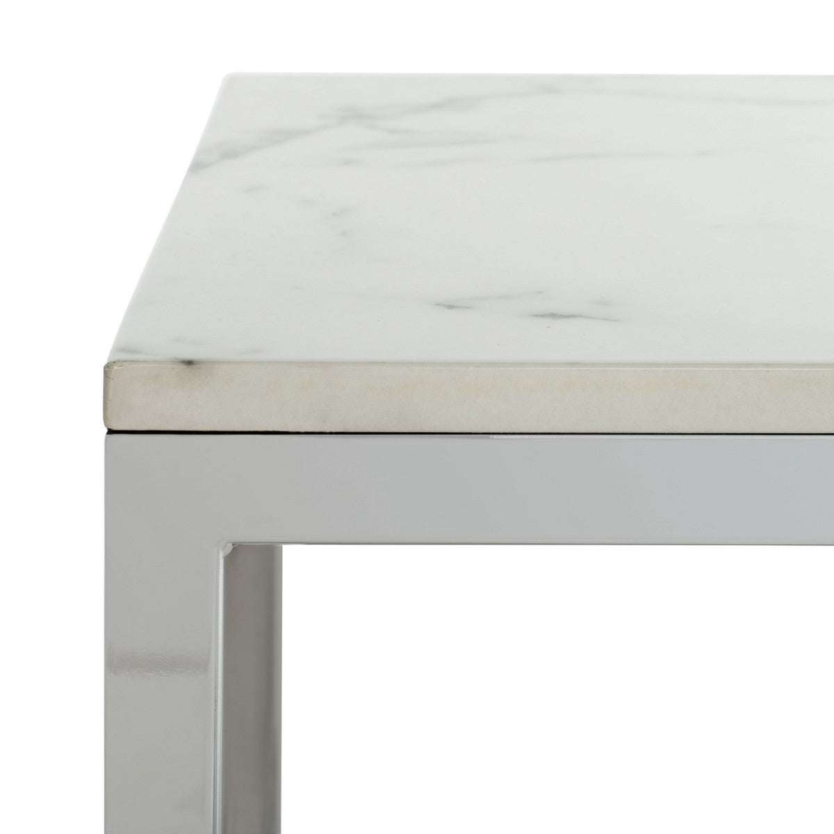 Safavieh Bethany Square End Table , ACC6201 - White Marble Veneer/Chrome Leg