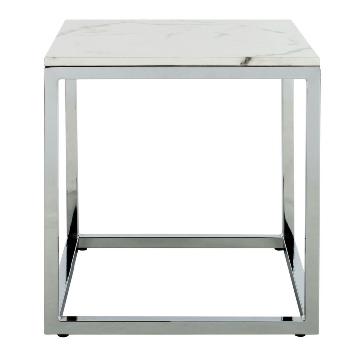 Safavieh Bethany Square End Table , ACC6201 - White Marble Veneer/Chrome Leg