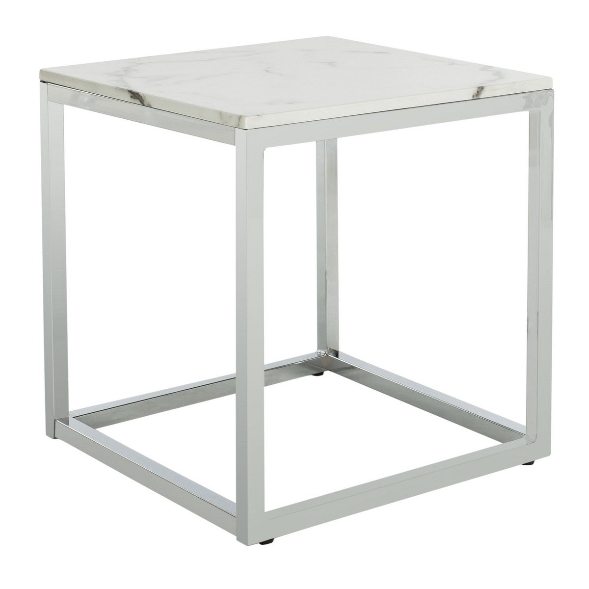 Safavieh Bethany Square End Table , ACC6201 - White Marble Veneer/Chrome Leg