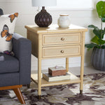 Safavieh Ahab 2 Drawer 1 Shelf Accent Table , ACC6606 - Light Blonde / Gold
