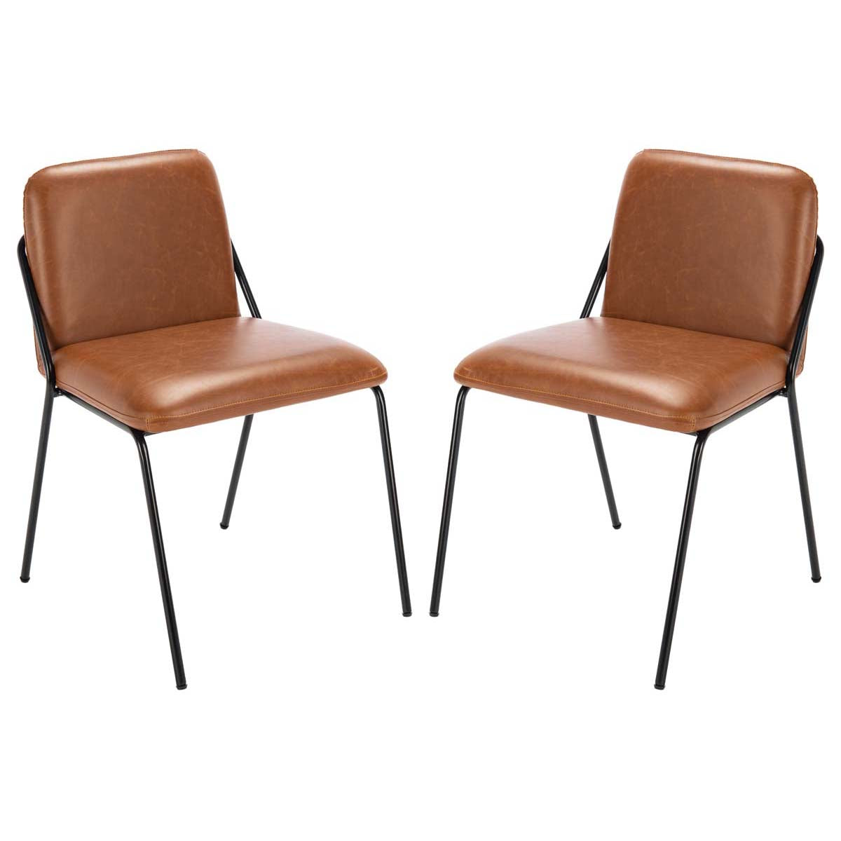 Safavieh Taddeo Side Chair , ACH6208 - Light Brown / Black (Set of 2)