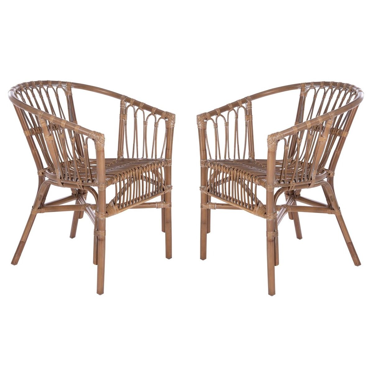 Safavieh Adriana Rattan Accent Chair, ACH6505 - Grey White Wash (Set of 2)