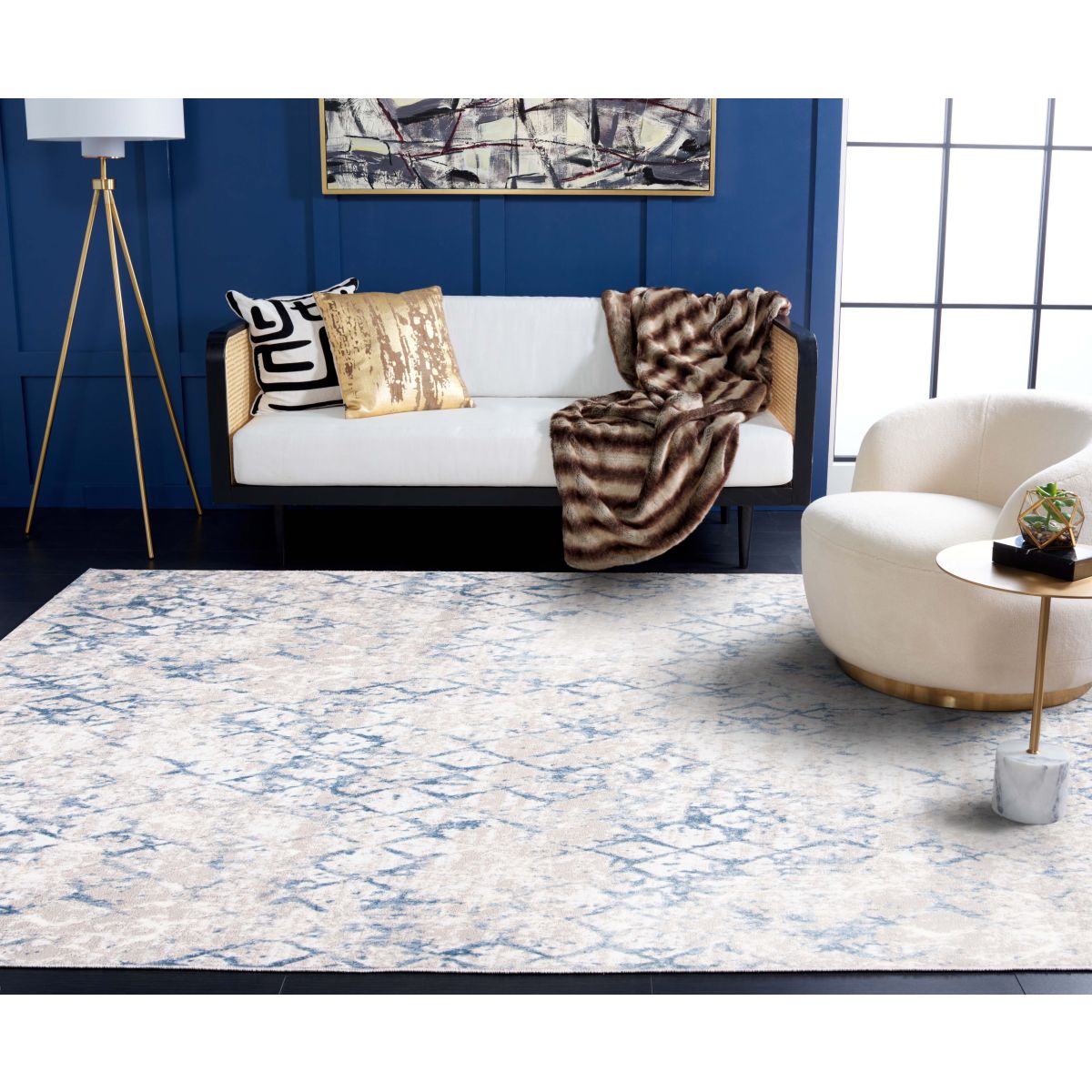 Safavieh AMELIA 783 Rug, ALA783 - LIGHT GREY / BLUE