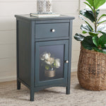 Safavieh Ziva One Drawer Nightstand With Glass Cabinet , AMH6630 - Dark Teal