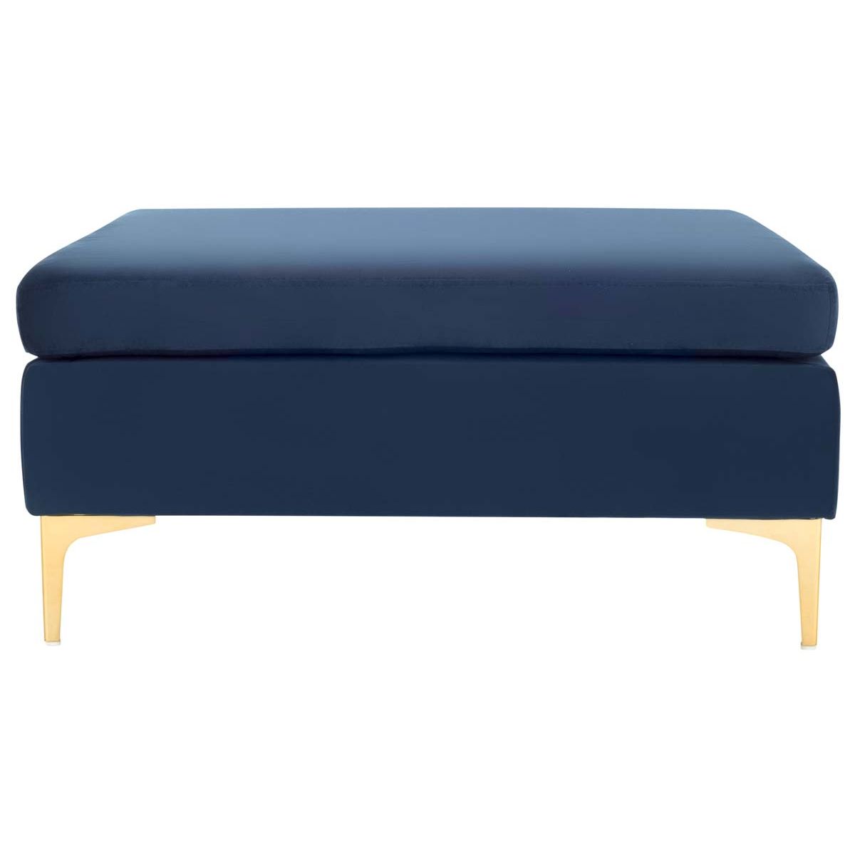 Safavieh Giovanna Square Ottoman , BCH6301 - Navy Velvet/Brass