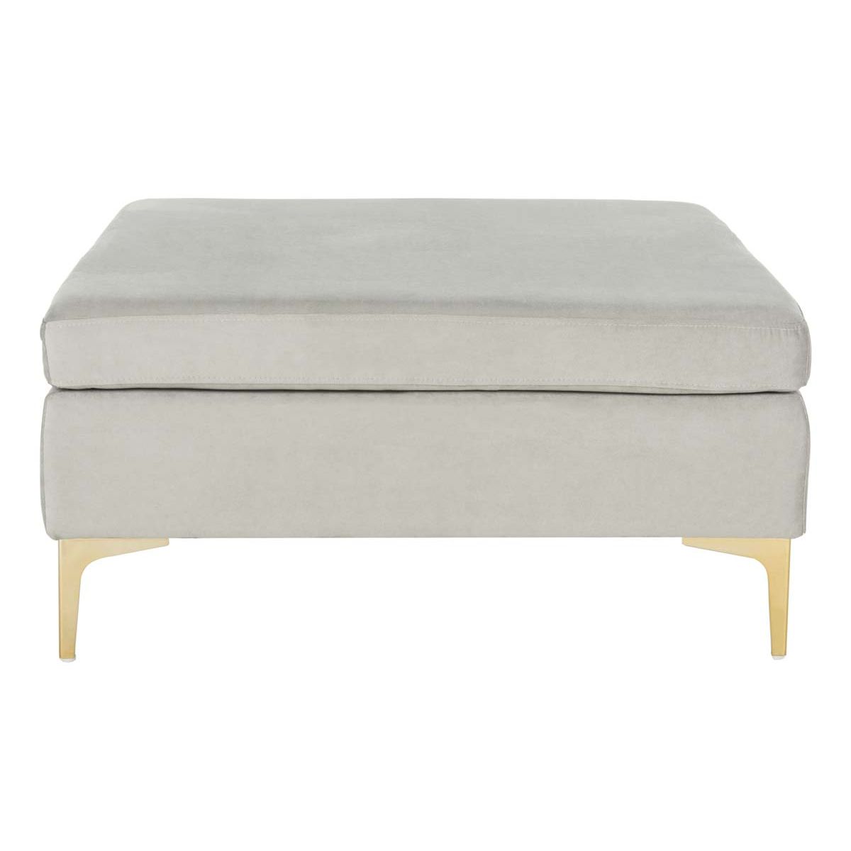 Safavieh Giovanna Square Ottoman , BCH6301 - Grey Velvet/Brass