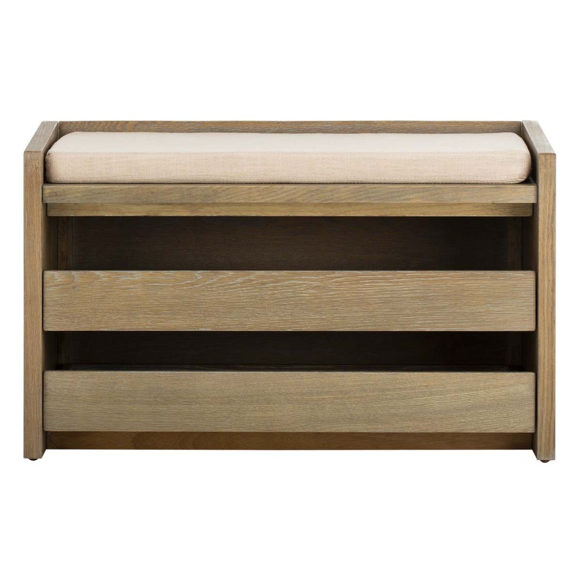 Safavieh Percy Storage Bench , BCH6400 - Rustic Oak/Beige Linen