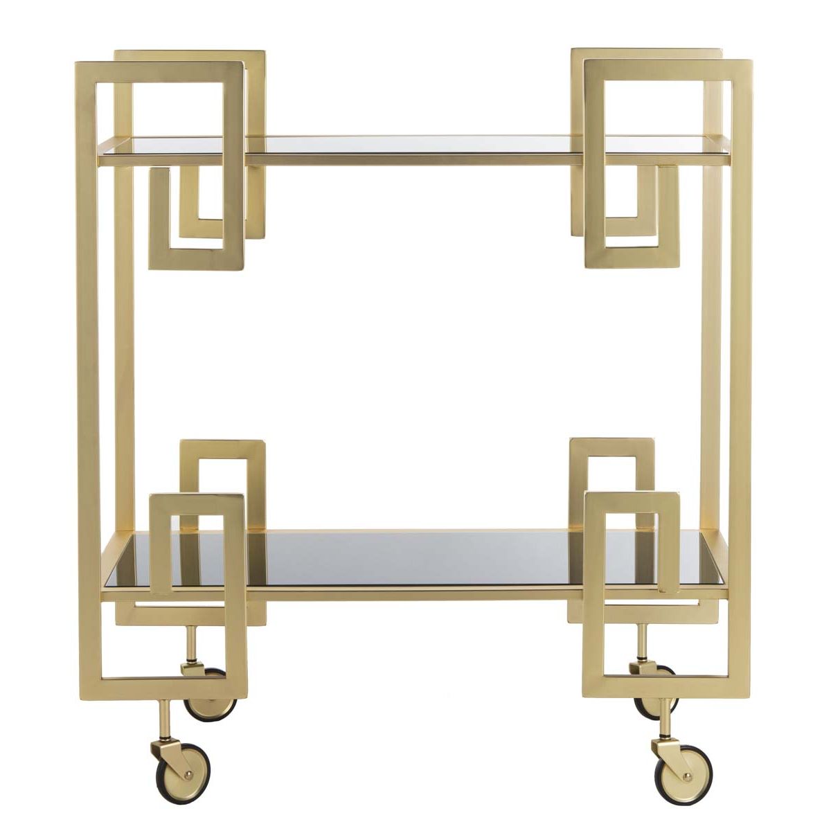 Safavieh Eliza 2 Tier Bar Cart , BCT8005 - Matte Brass/Glass