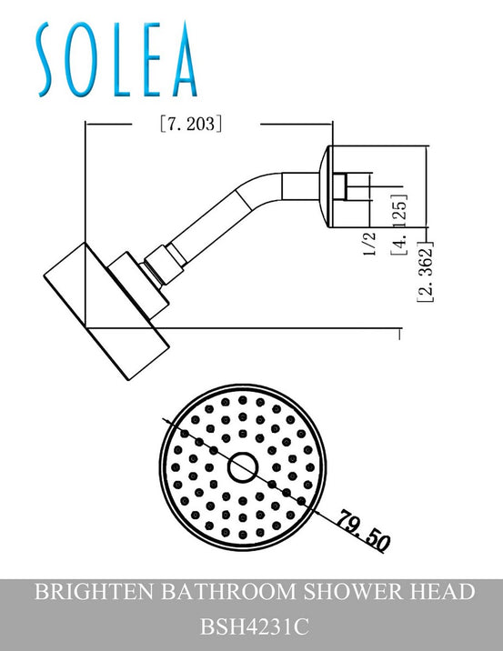 Solea Brighten Shower Head Stainless Steel Single Setting 7.2X3.1X2.4 - Chrome