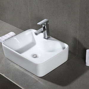 Safavieh Solea Fen Porcelain Ceramic Vitreous Rectangular Bathroom Vessel Sink, BSK5400