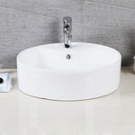 Solea Brook Porcelain Ceramic Vitreous Oval 20 Inch White Bathroom Vessel Sink With Overflow Drain - White