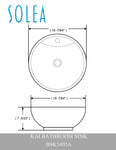 Solea Kai Porcelain Ceramic Vitreous Round 20 Inch White Bathroom Vessel Sink With Overflow Drain - White