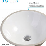 Solea Nerida Porcelain Ceramic Vitreous Round 17 Inch White Undermount Bathroom Sink