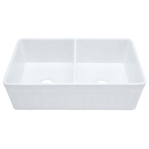 Safavieh Farmhouse Ceramic Double Bowl 33In Kitchen Sink , BSK6292