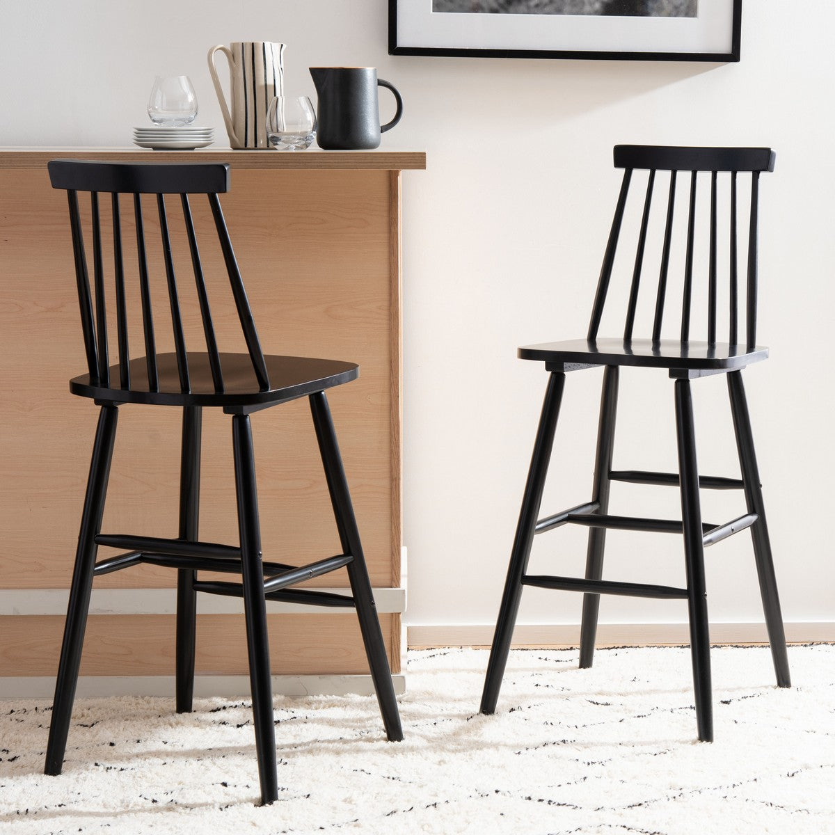 Safavieh Beaufort Bar Stool, BST8500 - Black (Set of 2)