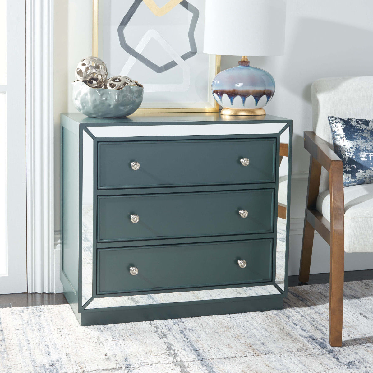 Safavieh Basie 3 Drawer Chest , CHS6414 - Steel Teal