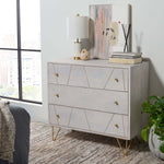 Safavieh Marigold 3 Drawer Chest , CHS9001 - White Washed / Brass