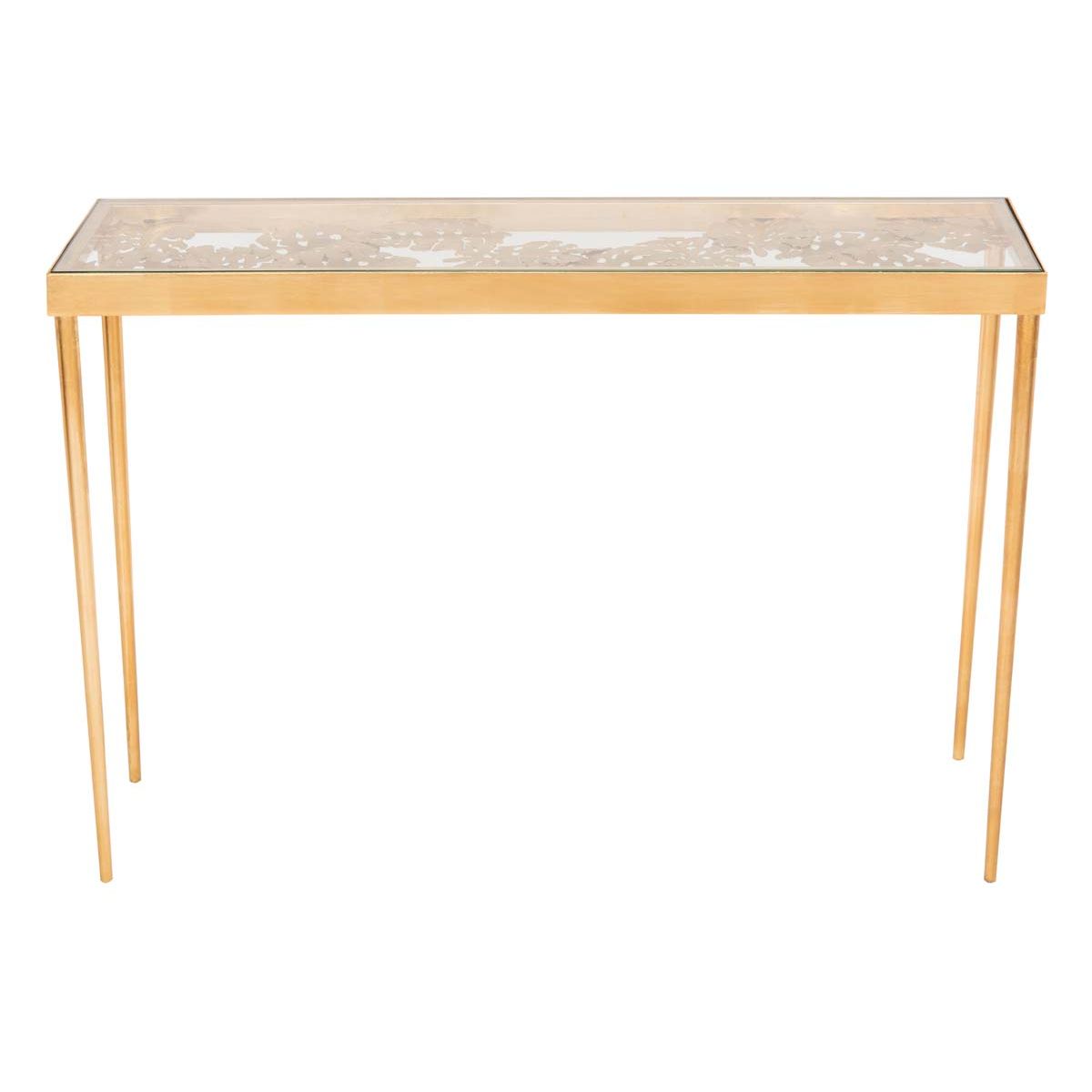 Safavieh Leilani Palm Leaf Console Table , CNS2500 - Gold Leaf/Glass