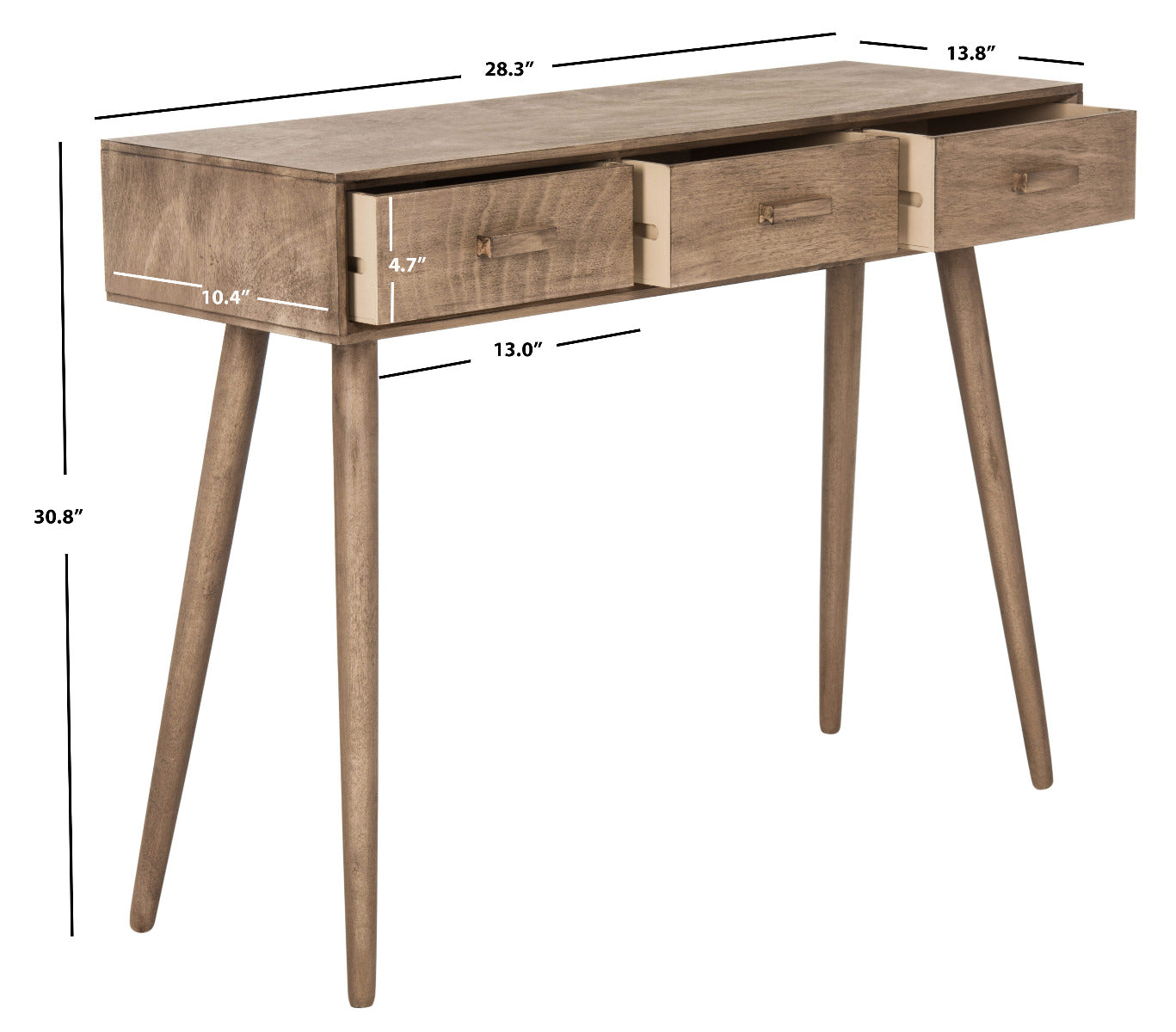 Safavieh Albus 3 Drawer Console Table , CNS5701 - Chocolate