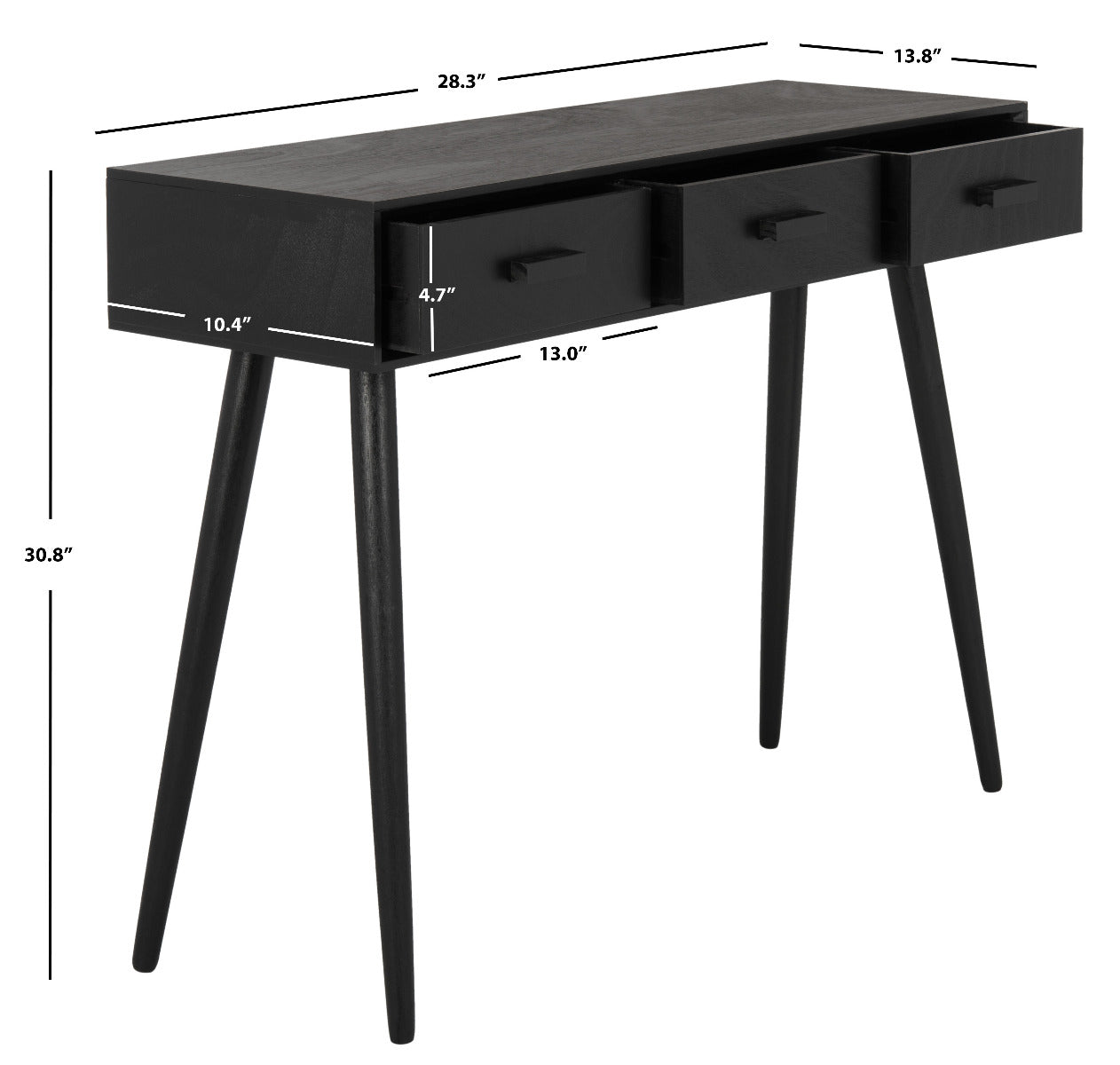 Safavieh Albus 3 Drawer Console Table , CNS5701 - Black