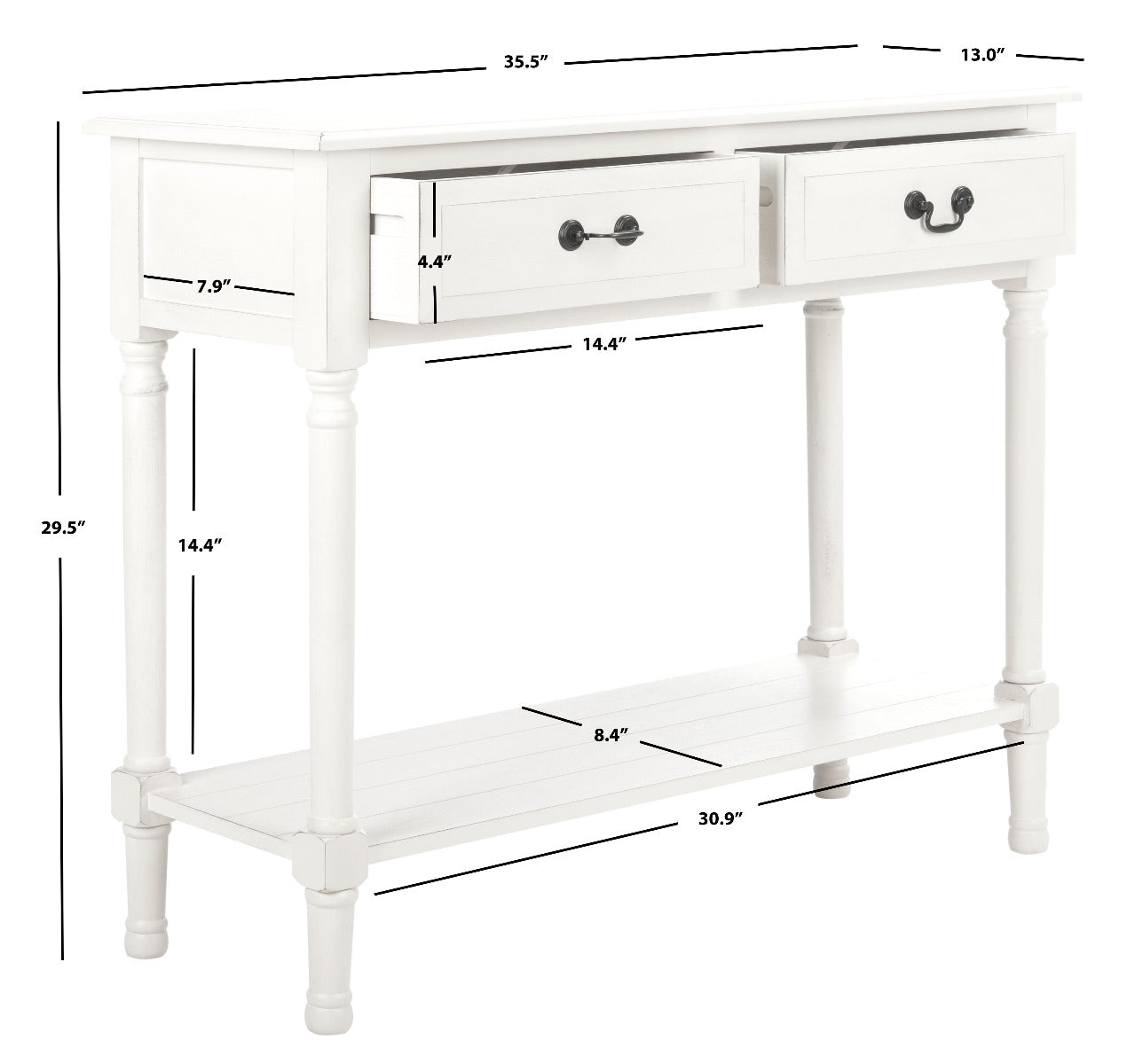 Safavieh Primrose 2 Drawer Console Table , CNS5706 - Distrssed White