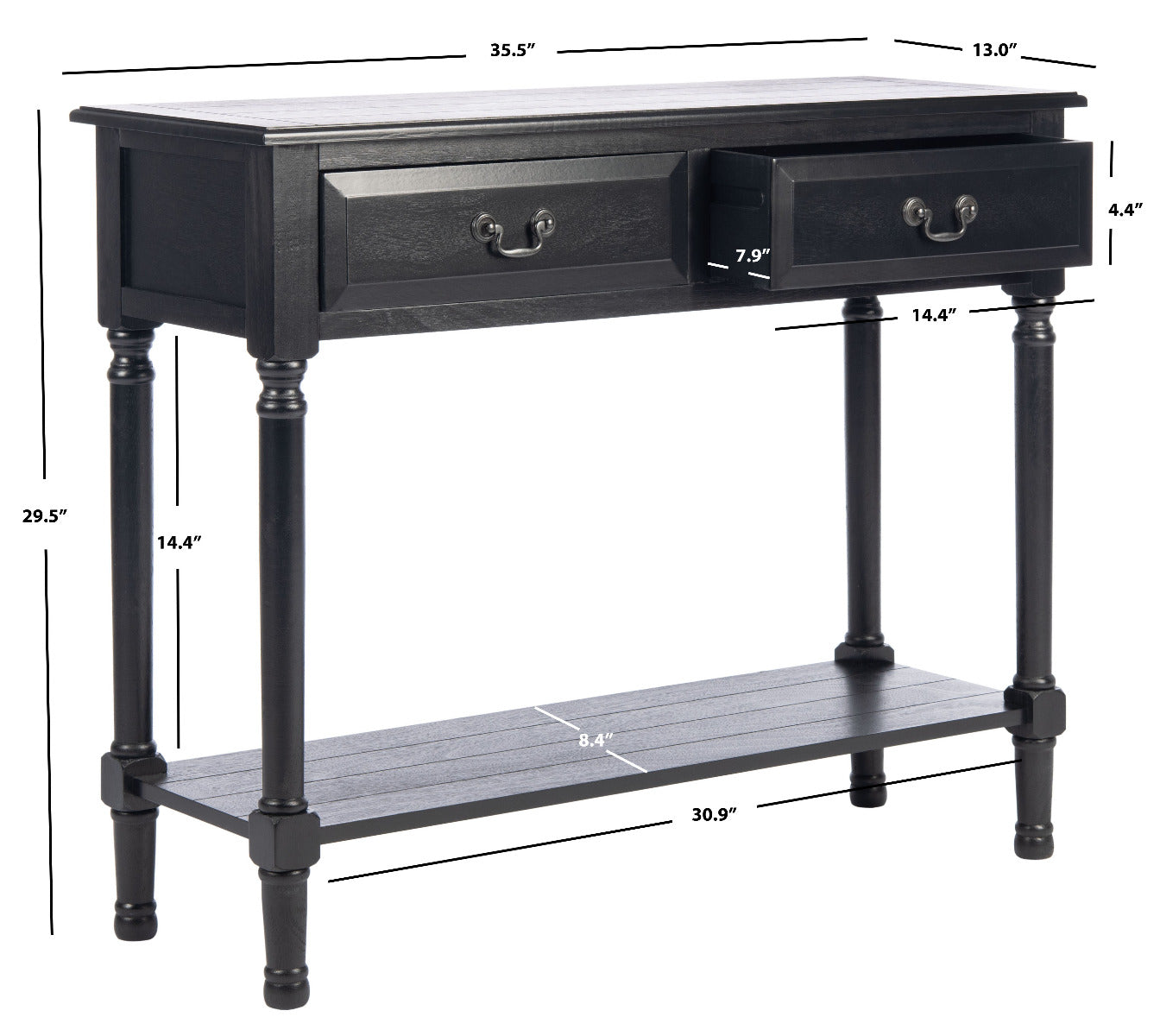 Safavieh Primrose 2 Drawer Console Table, CNS5706 - Black