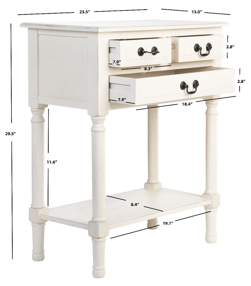 Safavieh Primrose 3 Drawer Console Table , CNS5707 - Distrssed White