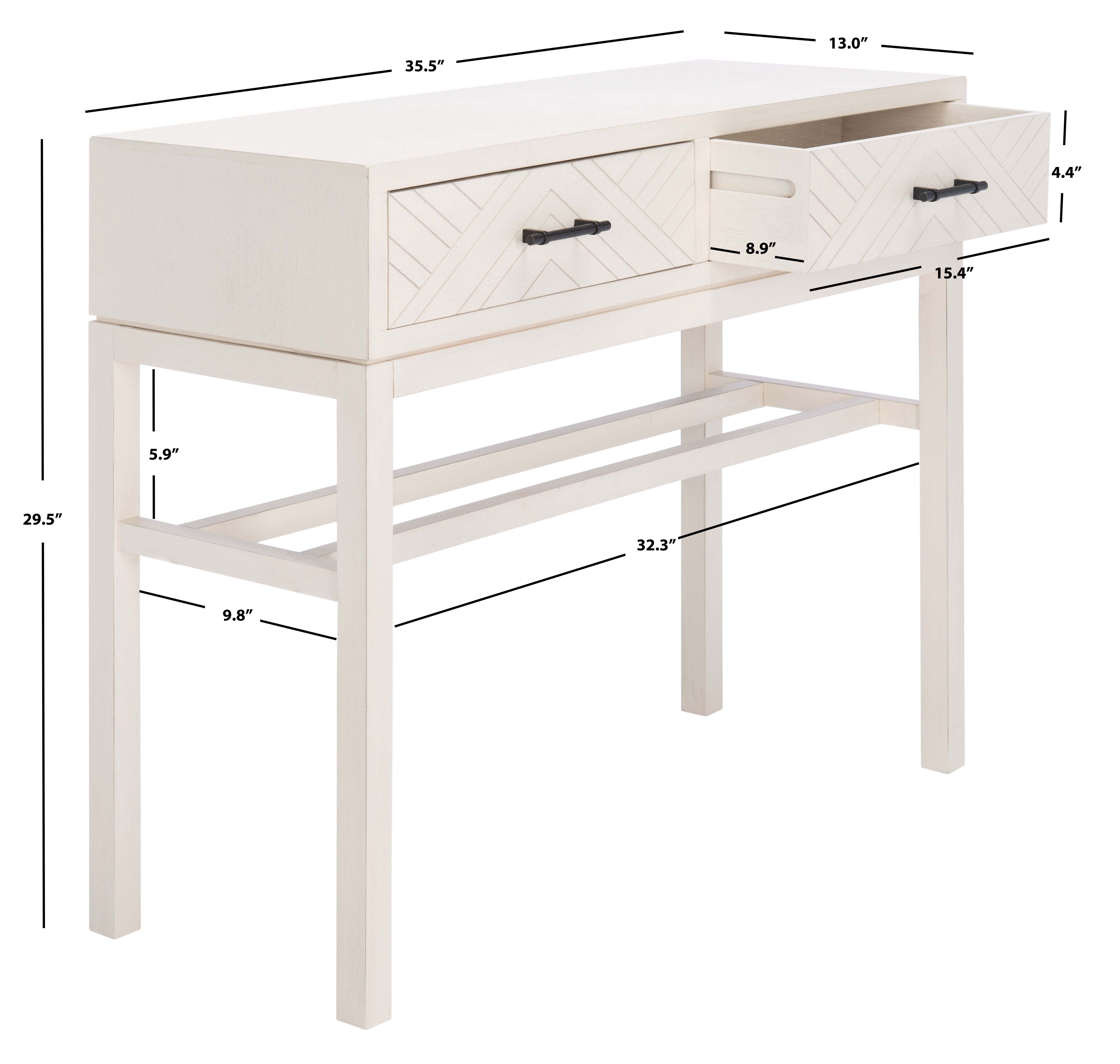 Safavieh Ajana 2 Drawer Console, CNS5709 - Distressed White W/Distressed White Drawer