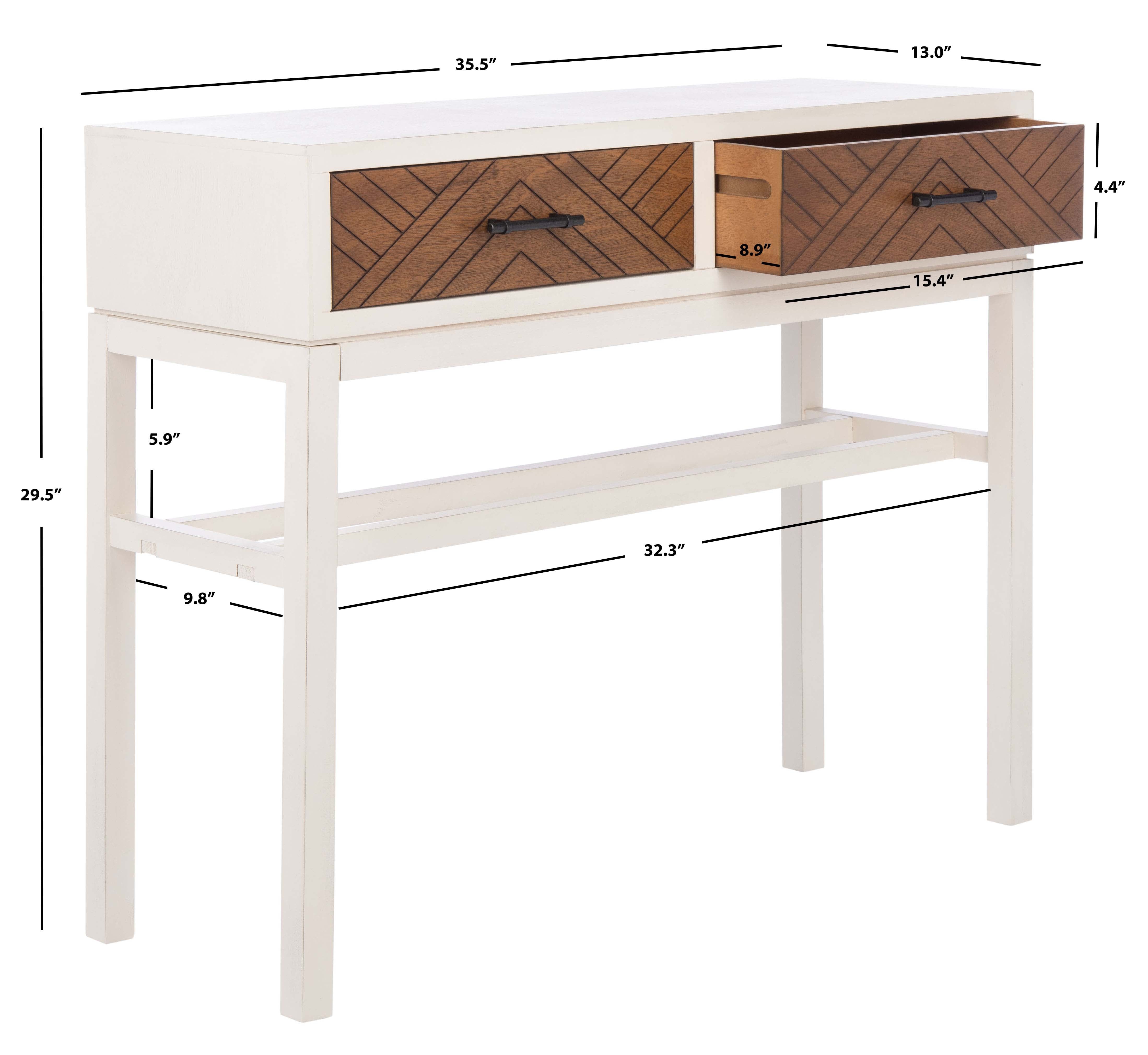 Safavieh Ajana 2 Drawer Console , CNS5709 - Distressed White / Honey