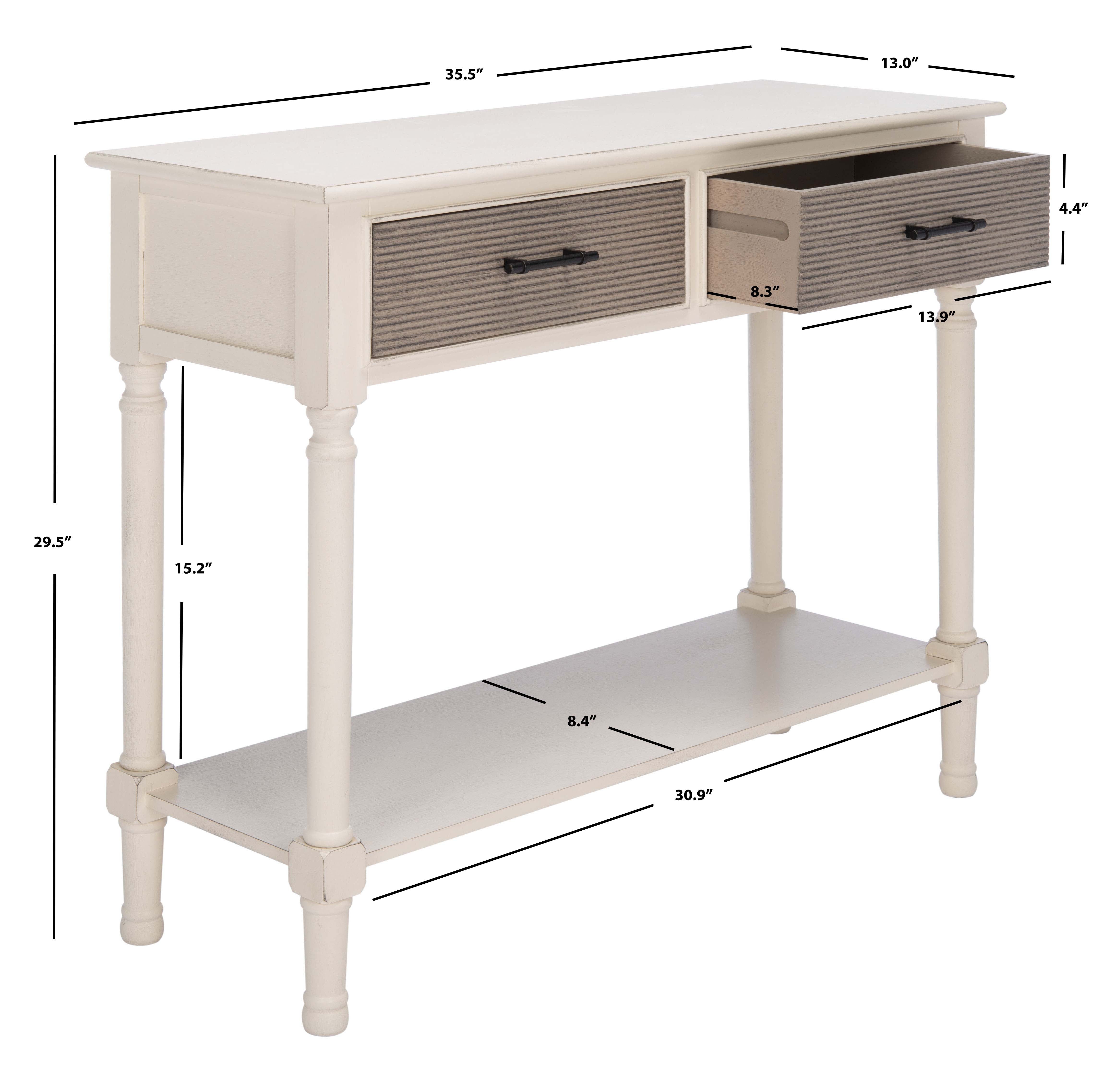 Safavieh Ryder 2Drw Console Table, CNS5719 - Distressed White / Greige Drawers