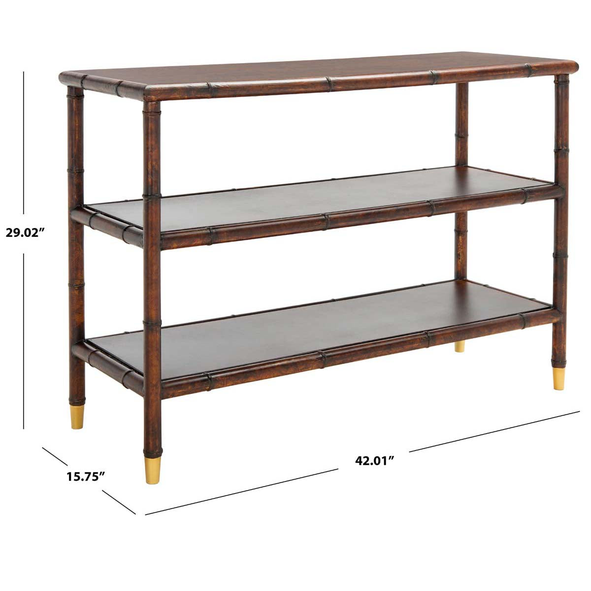 Safavieh Tudor 2 Shelf Console Table , CNS6601 - Dark Brown / Gold