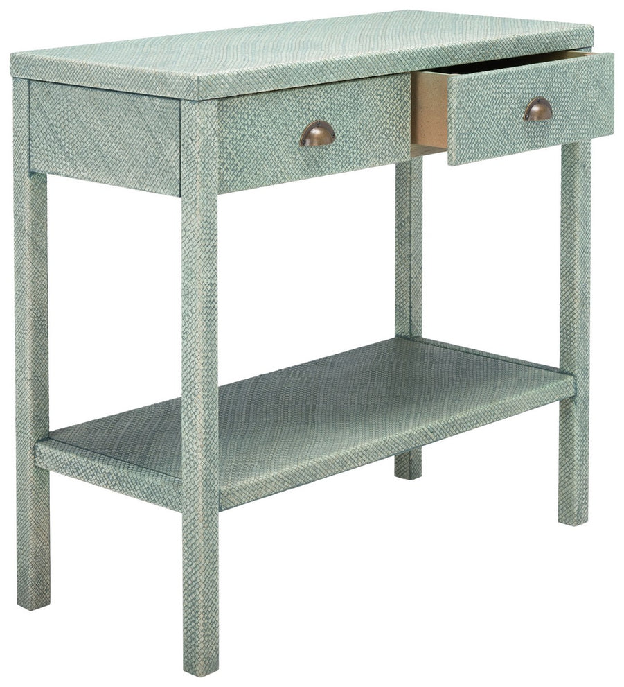 Safavieh Asa 2 Drawer 1 Shelf Console Table , CNS6602 - Turquoise / Antique Gold