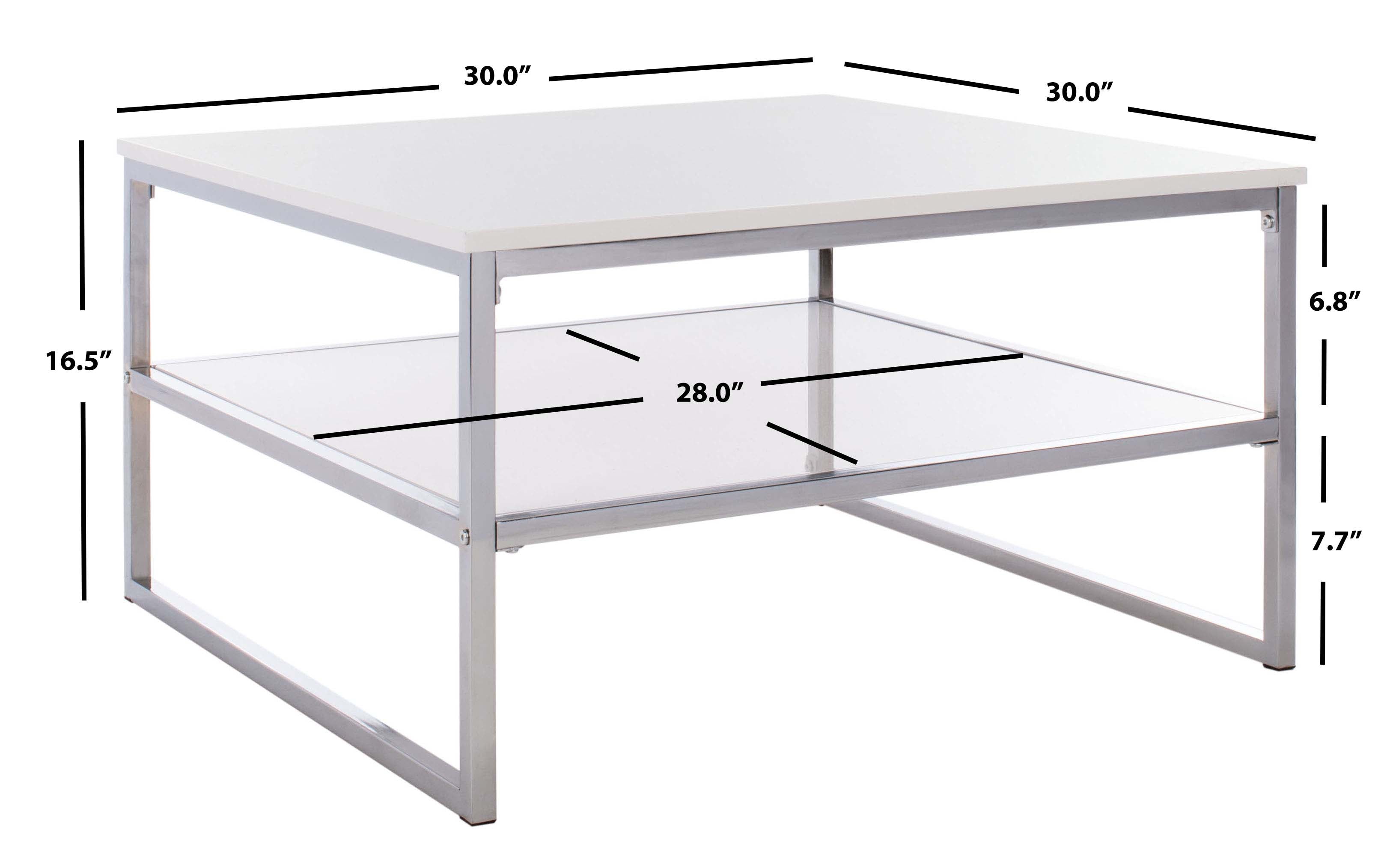 Safavieh Aliza 2 Tier Square Coffee Table , COF2200 - White Lacquer/Chrome