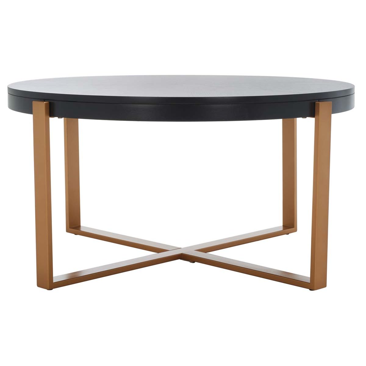 Safavieh Navya Round Coffee Table , COF6207 - Black Top / Gold Legs